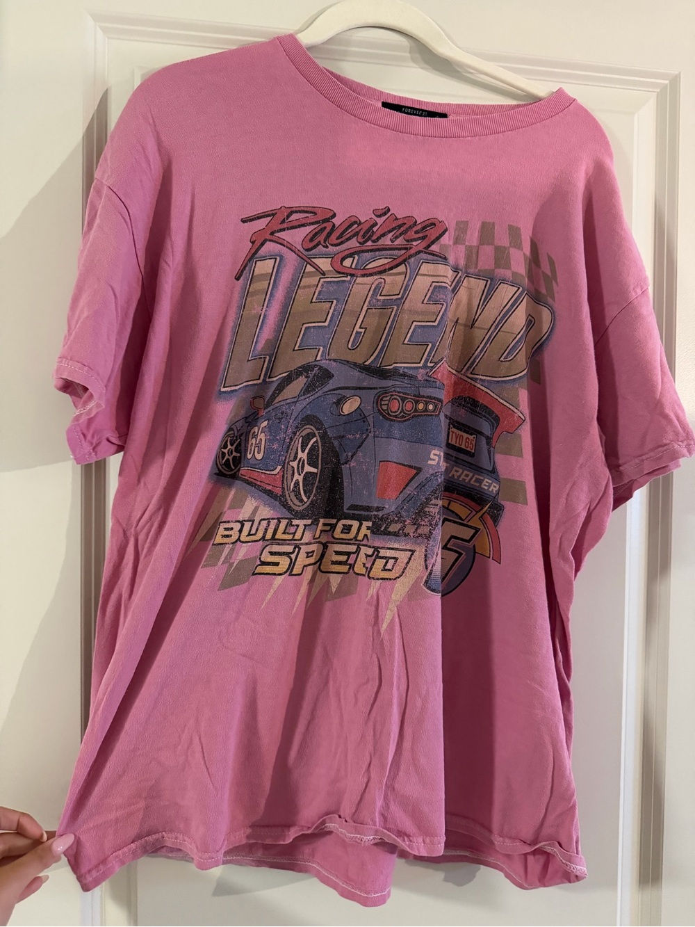 Women’s pink racing legend forever 21 tshirt